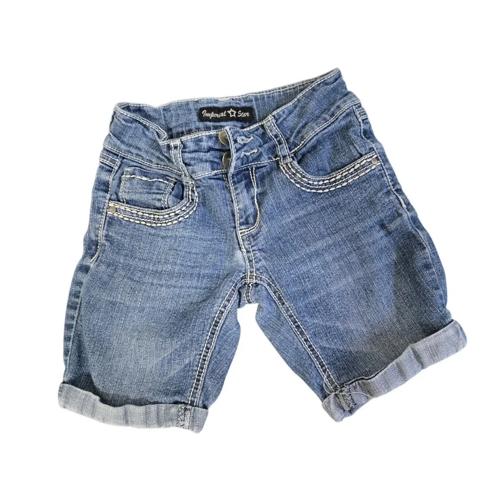 Lot 2 Girls Jean Shorts SZ 8 Old Navy Stone Was Imperial Star Dark Wash‎